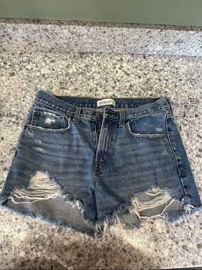 Abercrombie & Fitch Distressed Blue Denim Cutoff Shorts